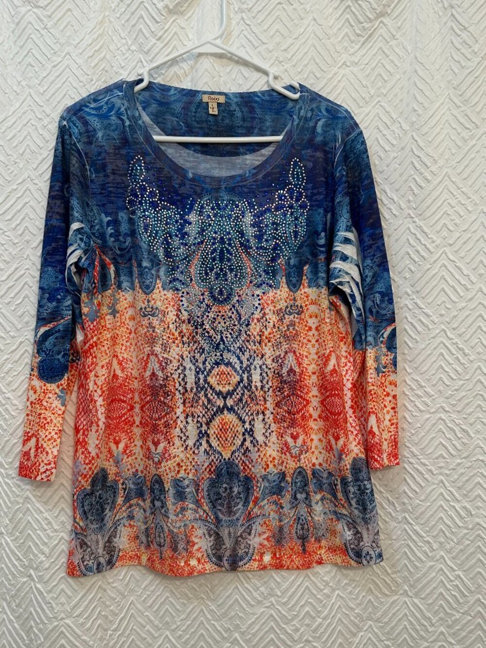 NWOT Reba Women's Long Sleeve Top with Western Bling